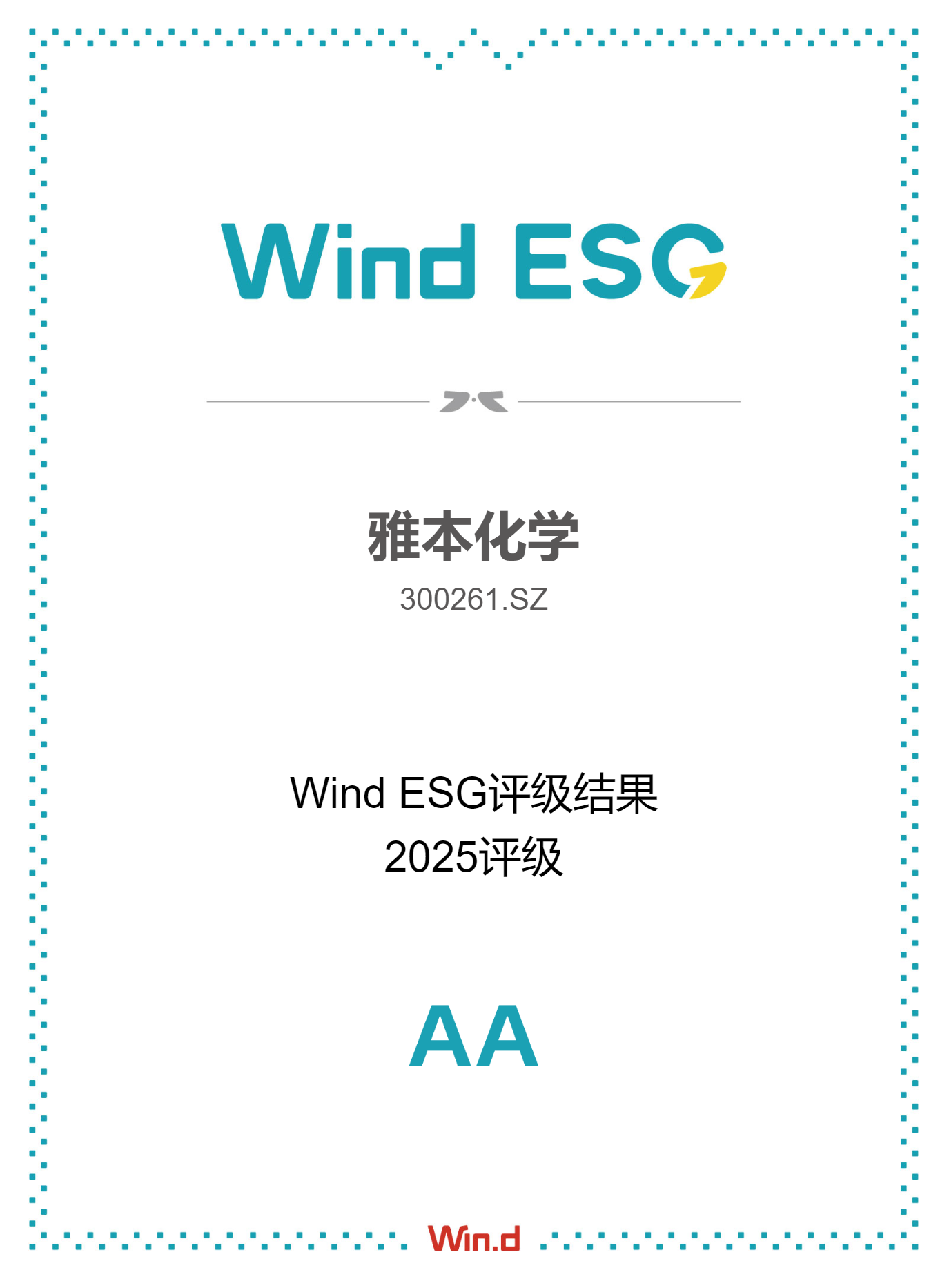 ABAChem's Wind ESG Rating Upgraded from BBB to AA